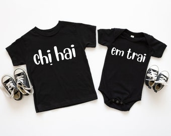 Chị Hai (Big Sister) - Vietnamese Toddler Short Sleeve Black Tee