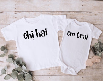 Chị Hai (Big Sister) - Vietnamese Toddler Short Sleeve White Tee