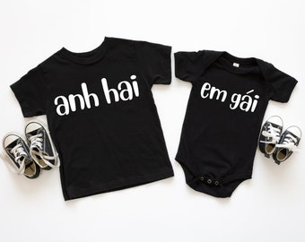 Anh Hai (Big Brother) - Vietnamese Toddler Short Sleeve Black Tee