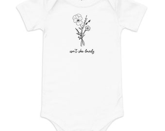 Isn't She Lovely - February Birth Flower - Violet & Primrose - Baby short sleeve one piece