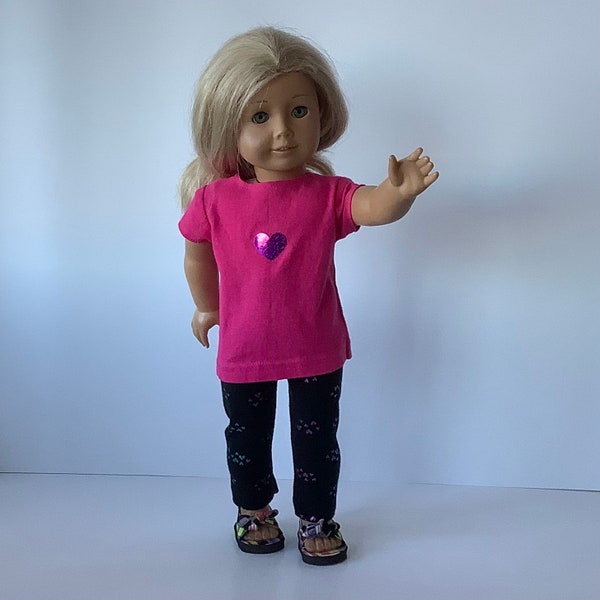 Handmade for AG / 3 piece outfit for 18inch dolls / Tunic, tights, shoes made to fit 18inch dolls