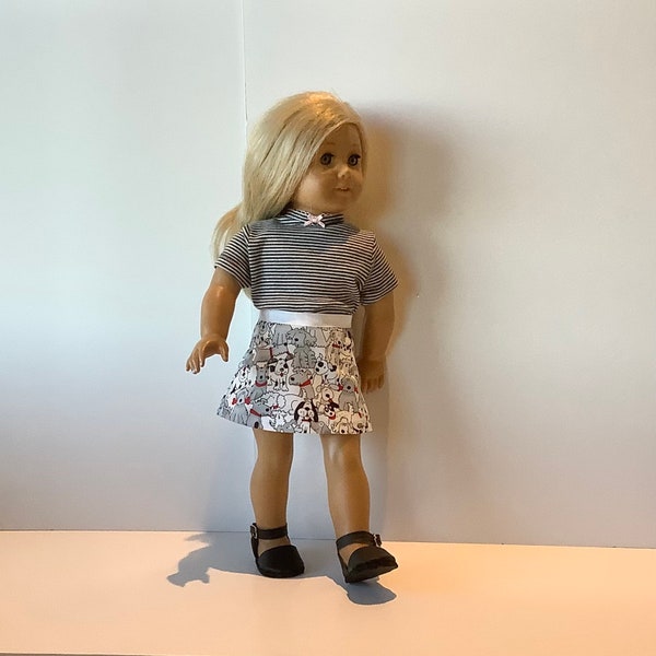 3 piece outfit made to fit AG dolls / Top, skirt, and shoes for 18 inch dolls