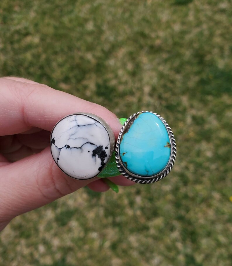 Turquoise and White Buffalo!! Beautiful Statement rings