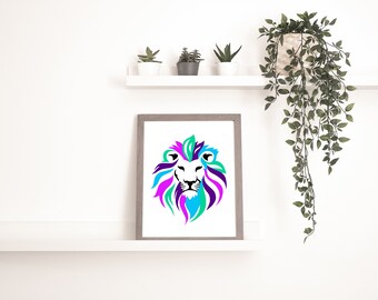 Lion (Neon) - Digital Art Download