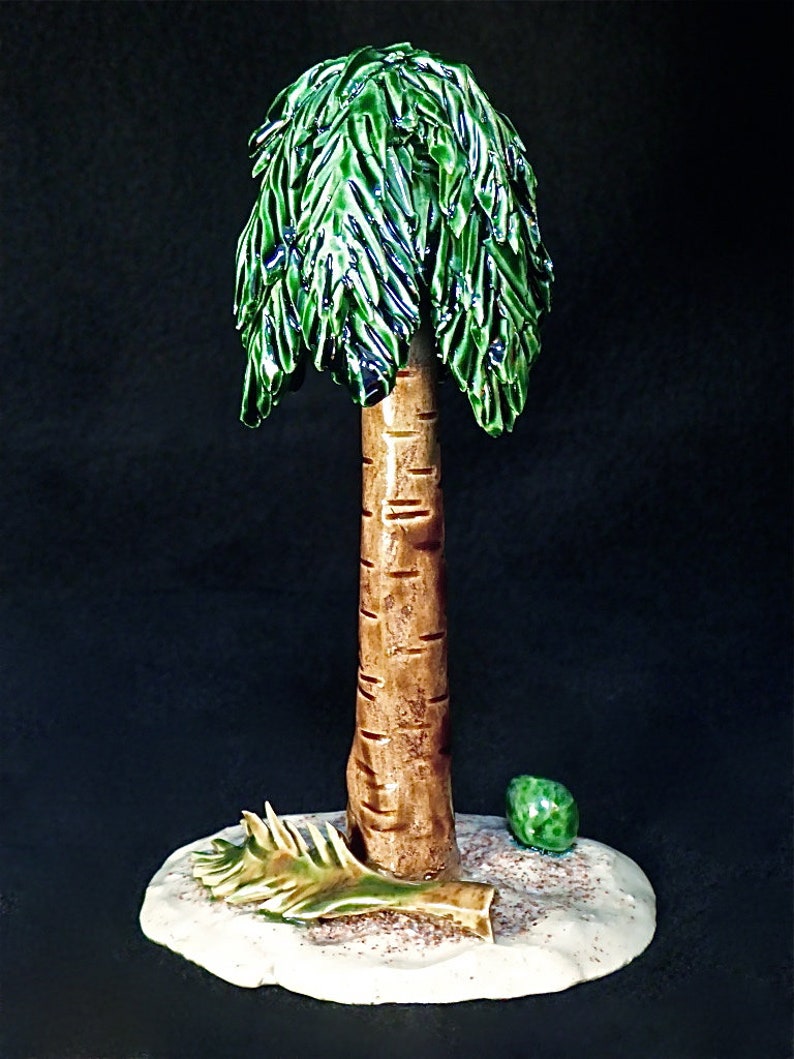Palm Tree Bethlehem Ceramic Nativity Scene Etsy