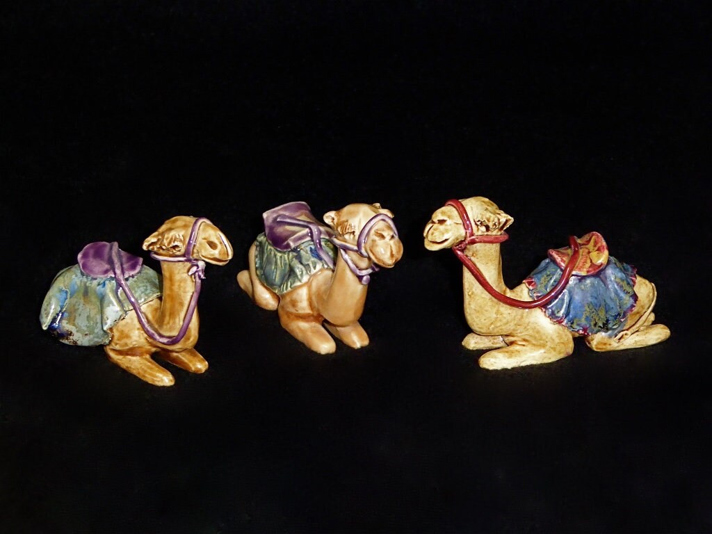 Camels Bethlehem Ceramic Nativity Scene Etsy