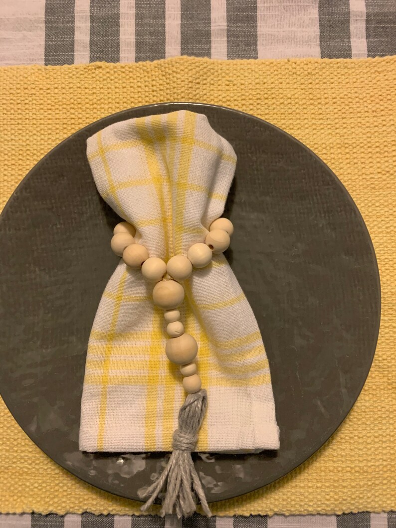Farmhouse Large Wood Bead Napkin Rings