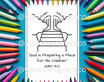 Heaven Kids Coloring Activity Sheet | Christian Sunday School Printable (Digital Download)