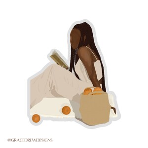 Booked - Black Girl Sticker -Girl Reading sticker