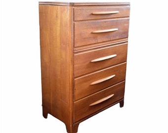 Free Shipping Within Continental US - Vintage Mid Century Maple Dresser Cabinet Storage Drawers