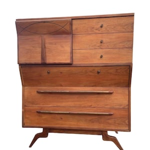 Free Shipping Within Continental US Vintage Mid Century Modern Dresser by John Cameron Custom Made Wood and Metal Handles. image 1