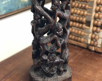 Vintage mid century modern hand-carved abstract tower