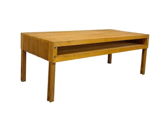 Free shipping within continental US - Mid-Century Modern Architect Style Layered Plywood Slat Coffee Table with Built-In Storage