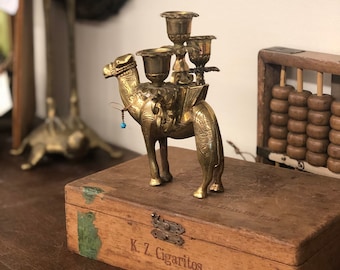 Free Shipping Within US - Vintage brass candle holder camel (camel candle holder only)