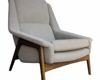 Free Shipping Within US - Vintage Mid Century Modern Sofa Lounge Chair by Folke Ohlsson for Dux Newly Upholstered