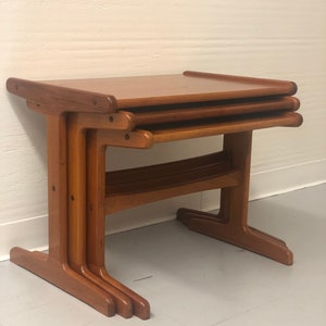 Free and Insured Shipping Within US Vintage 3 Piece Danish Style Mid Century Modern MCM Nesting Table Stand image 5