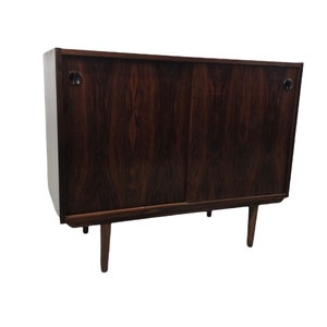 Free and Insured Shipping Within US Vintage Danish Mid Century Modern Record Media Cabinet or Credenza in Style of Kai Kristiansen image 6