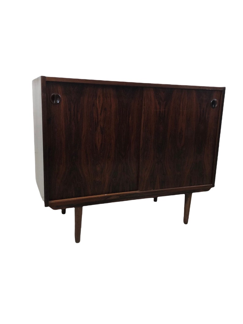 Free and Insured Shipping Within US Vintage Danish Mid Century Modern Record Media Cabinet or Credenza in Style of Kai Kristiansen image 6
