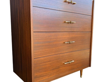 Free Shipping Within Continental US - Vintage Mid Century Modern Dresser Dovetail Drawers Cabinet Storage