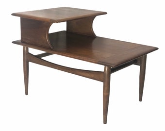 Free and Insured Shipping Within US - Vintage Mid Century Modern Solid Wood Table Stand