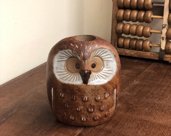 Vintage mid century modern owl candlestick holder