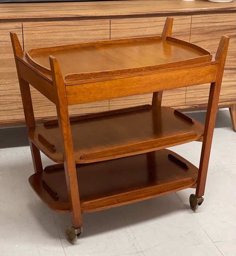 Free Shipping Within Continental US Vintage Mid Century Modern3 Tiered Cart in the Style of Hundevad. UK Import image 4