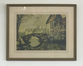 Vintage Print Professional Framed Antique Style Scenic