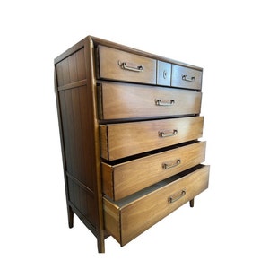 Free Shipping Within Continental US Vintage Drexel Solid Pecan Mid Century Modern Dresser Cabinet Storage Designed by James Bouffard image 6