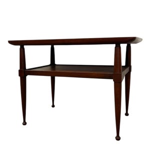 Free shipping within continental US -   Vintage Mid Century Modern Two-Tier Side Table with tapered legs
