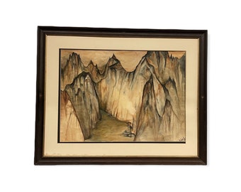 Free Shipping Within Continental US -  Nicki Looney Canyon Watercolor Painting, Framed