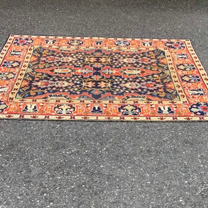 Free and Insured Shipping Within US Vintage Hand woven Folksy Rug Runner image 1