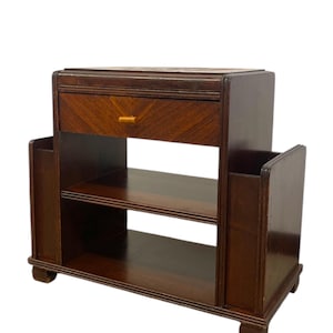 Free shipping within continental US - Vintage Art Deco End Table with Attached  Dual Magazine Racks