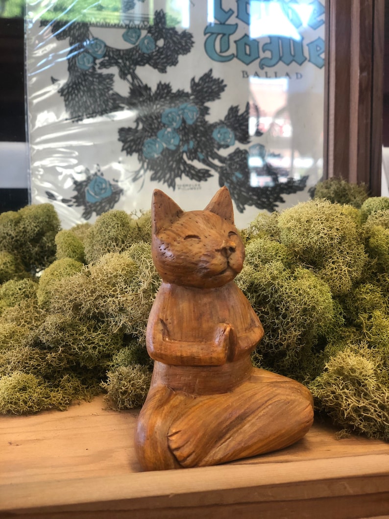 Handmade Handpainted Zen Yoga Cat Pet Sculpture Object Art Etsy