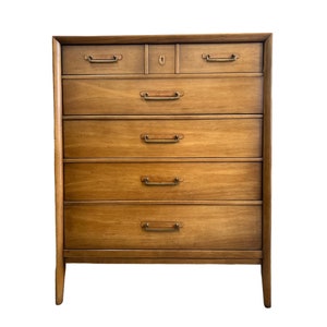 Free Shipping Within Continental US Vintage Drexel Solid Pecan Mid Century Modern Dresser Cabinet Storage Designed by James Bouffard image 3