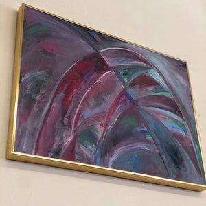 Vintage mid century modern abstract painting image 3