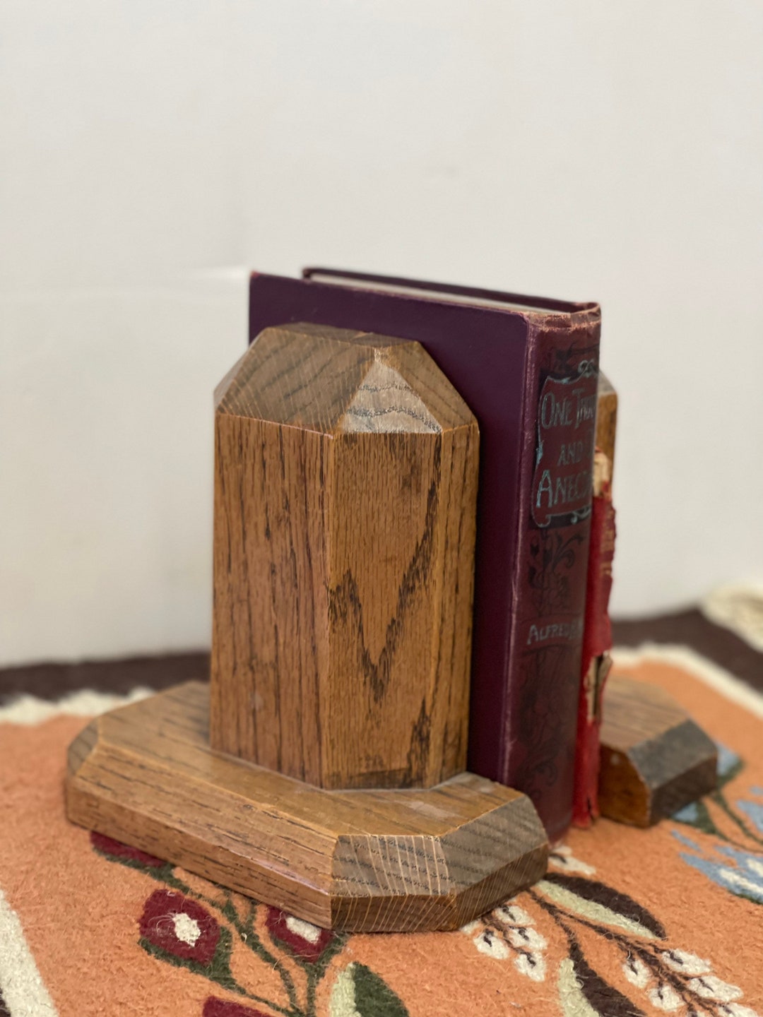 Vintage Wooden Bookends Mid Century Modern Unique Home Decor Cute Book