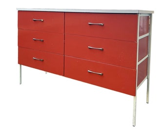 Free Shipping Within Continental US - Vintage Mid Century Modern 6 Drawer Dresser Metal Frame in style of George Nelson Design