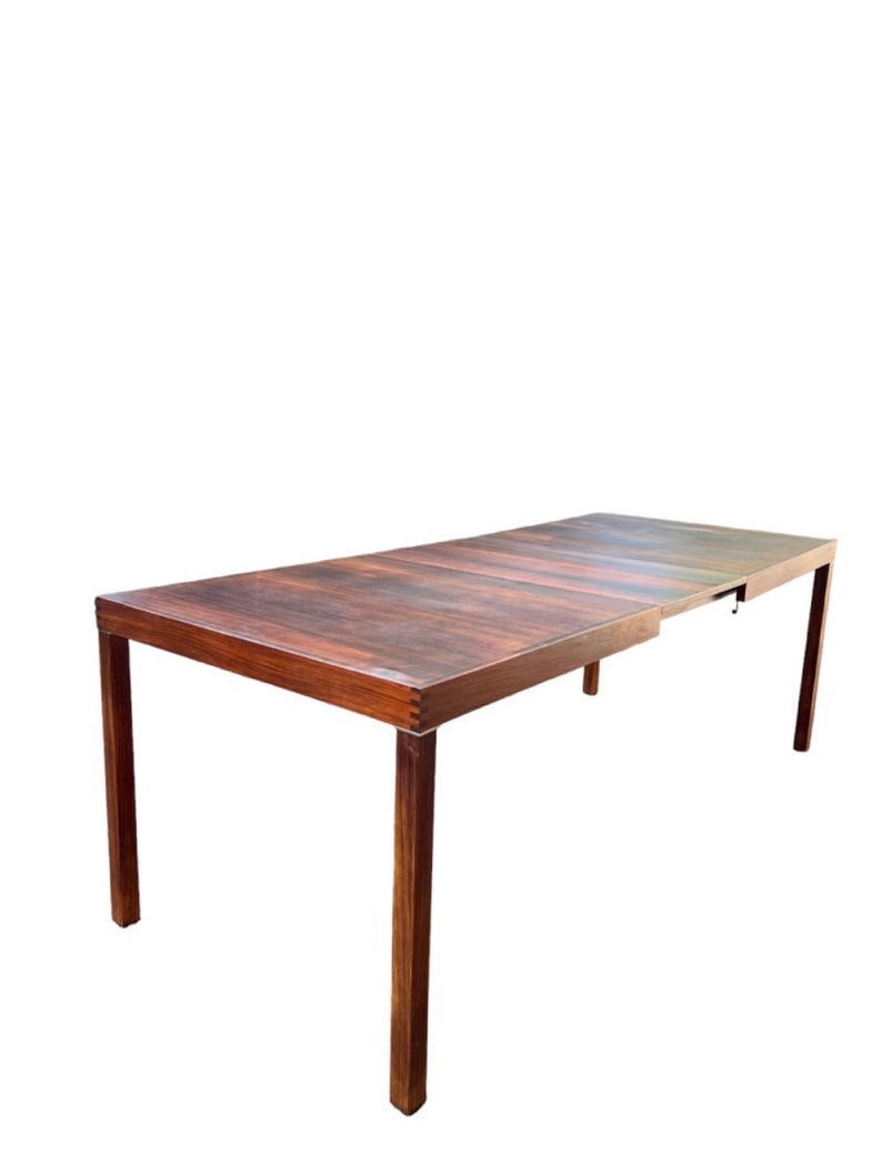 Free Shipping Within Continental US Vintage Danish Mid Century Modern Rosewood Dining Table Parsons with Extension Leaf. image 2