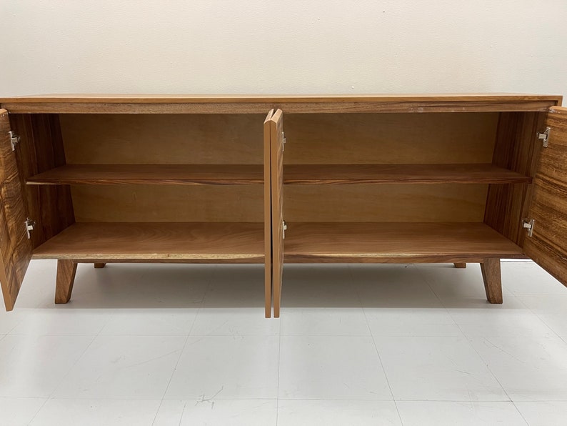 Free Shipping Within US Sustainbly Sourced Mid Century Modern Style Three Door Cabinet or TV Credenza or Console or Sideboard image 4