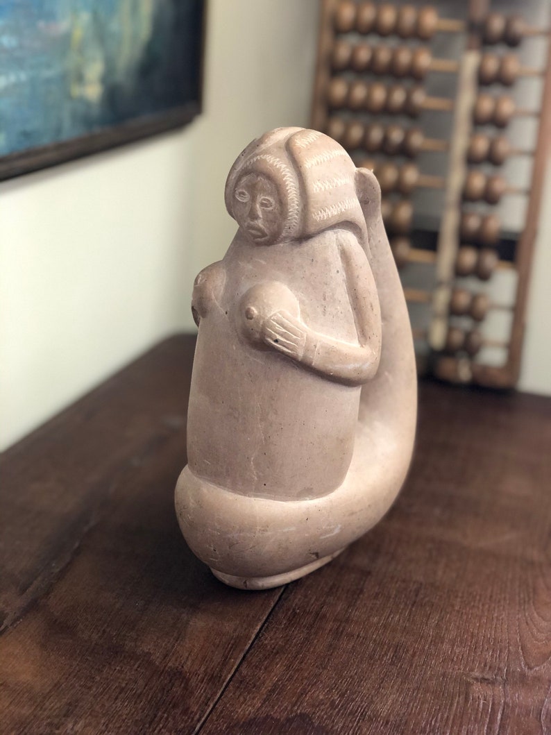 Vintage mid century modern clay mermaid image 2