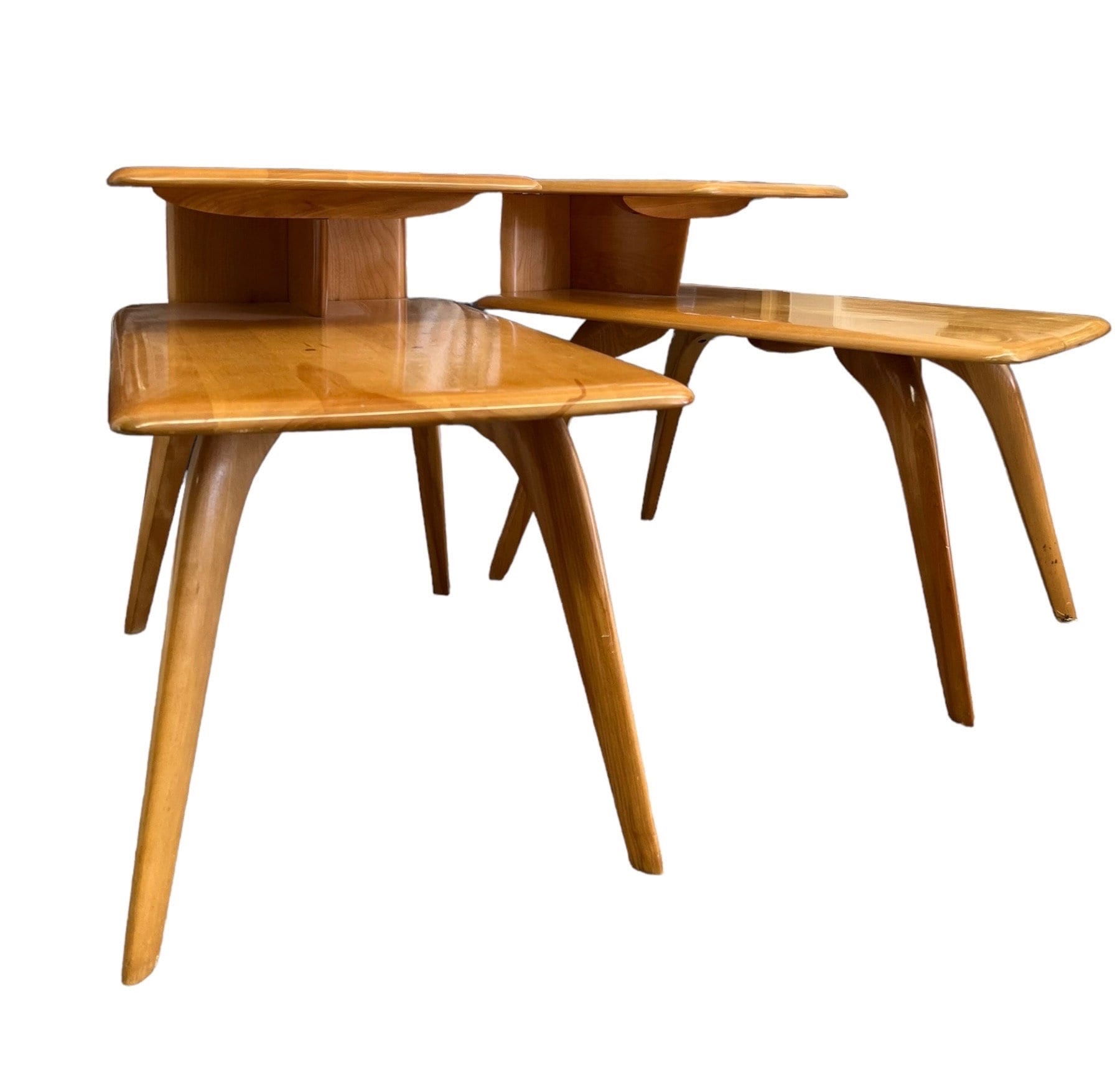 Free Shipping Within Continental US - Vintage Solid Wood Maple Mid Century Modern End Table Set by Heywood Wakefield original Finish