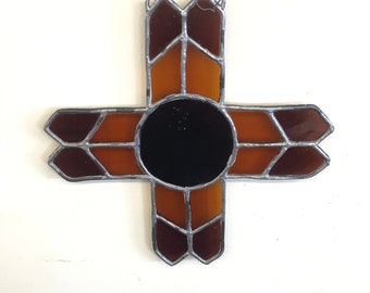 Vintage mid century modern stained glass decor