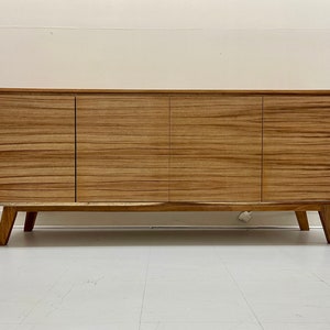 Free Shipping Within US Sustainbly Sourced Mid Century Modern Style Three Door Cabinet or TV Credenza or Console or Sideboard image 2