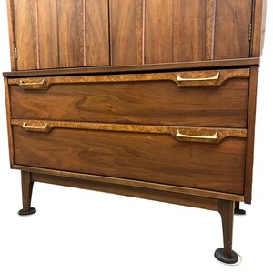 Free Shipping Within Continental US Vintage Mid Century Modern Tallboy Dresser Solid Walnut Burl Accent image 4