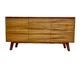 Free Shipping Within US -  Sustainbly Sourced Mid Century Modern Style Three Door Cabinet or TV Credenza or Console or Sideboard