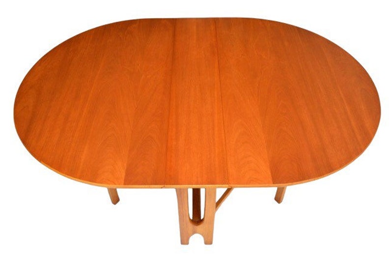 Free Shipping Within Continental US Imported Vintage Mid Century Modern Walnut Gateleg Extended Dining Table image 4