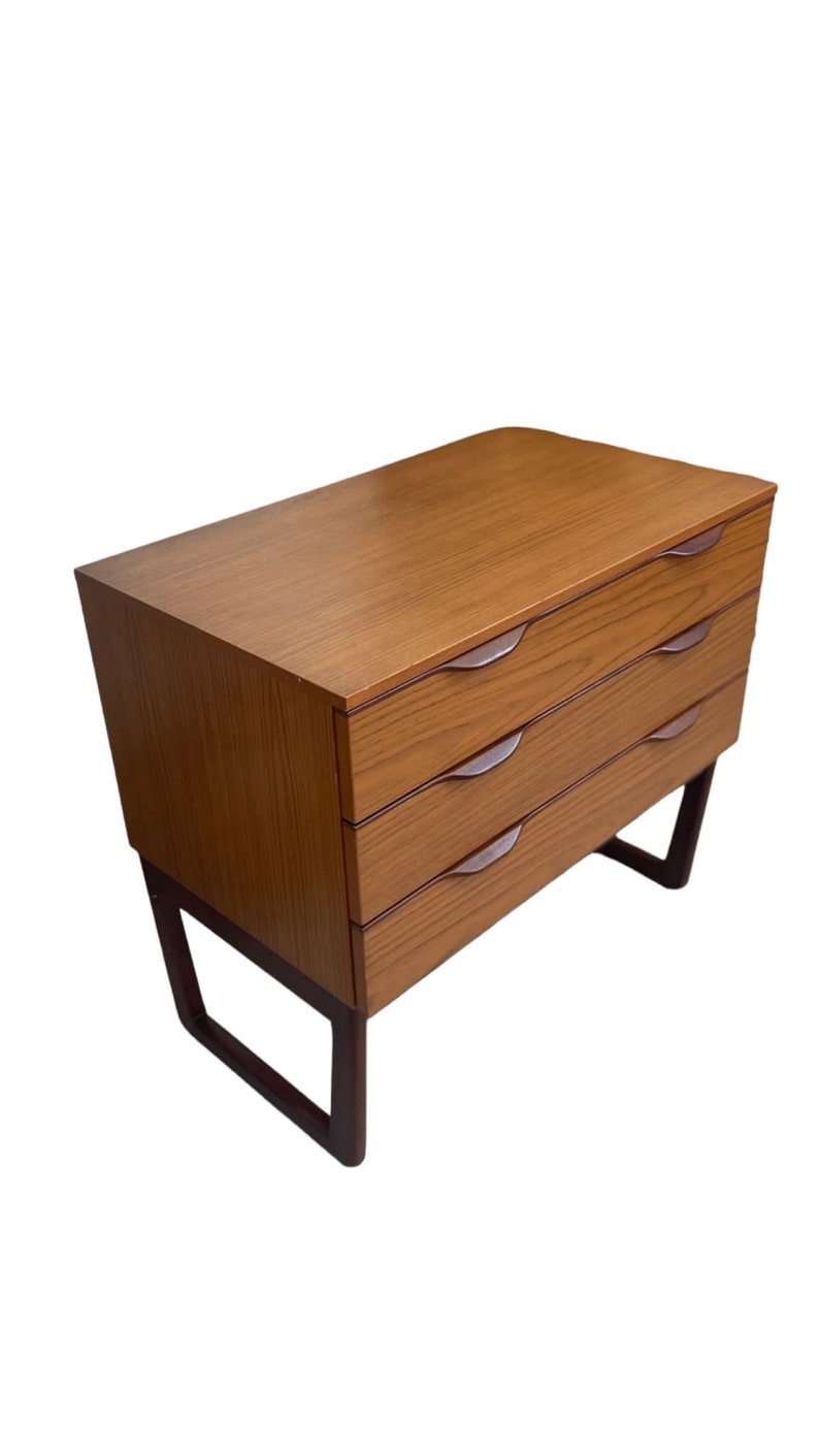 Free Shipping Within Continental US Vintage Danish Modern Dresser With Unique Handles image 1