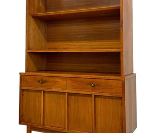 Free shipping within continental US - Vintage Mid Century Modern Hutch Bookcase Cabinet