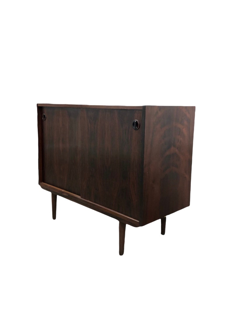 Free and Insured Shipping Within US Vintage Danish Mid Century Modern Record Media Cabinet or Credenza in Style of Kai Kristiansen image 7