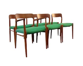 Free Shipping Within Continental US - Vintage Danish Mid Century Modern Dining Chairs by NO Moller for JL Moller Set of 6